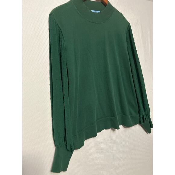 CeCe XL Green Mock Neck Sweater Textured Long Sleeve Knit Pullover Top - Picture 4 of 10
